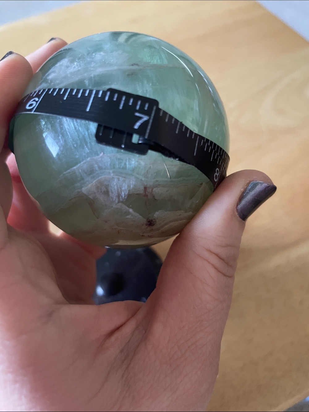 Green Fluorite Sphere, 6.5” - Picture 3 of 3